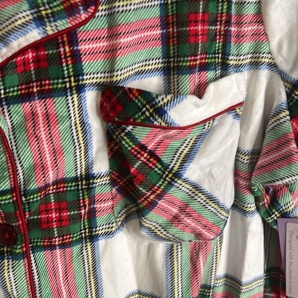 Joyspun Women's Velour Knit Pajama Set (2-Piece) in Winter White Plaid - NWT - Picture 5 of 8